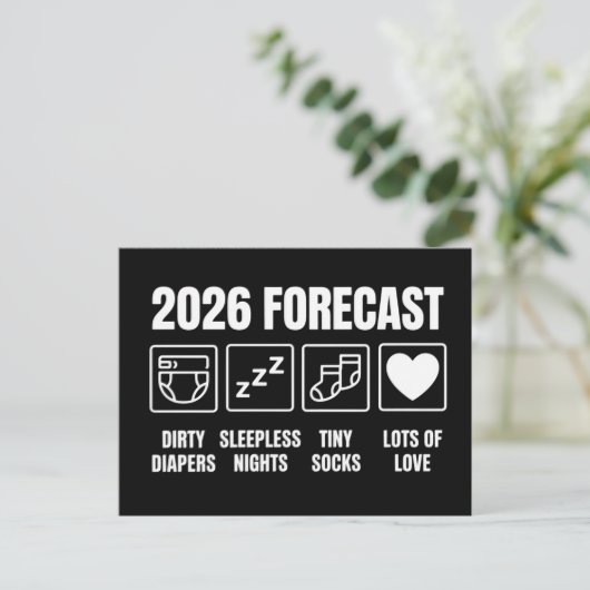 Baby Coming Soon 2026 Forecast Baby Shower Funny  案内ポストカード (スタンド正面)