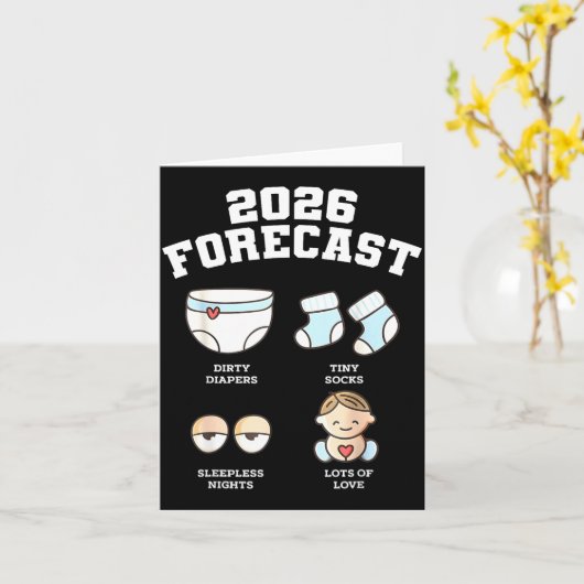 Baby Coming Soon 2026 Forecast Baby Shower Funny N カード (黄色い花)