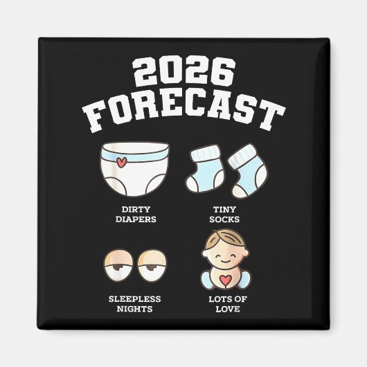 Baby Coming Soon 2026 Forecast Baby Shower Funny N マグネット (正面)