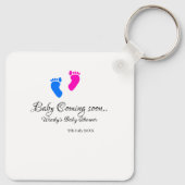 Baby coming soon baby shower blue pink baby feet n キーホルダー (裏面)