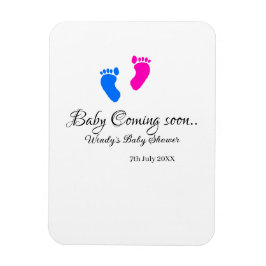 Baby coming soon baby shower blue pink baby feet n マグネット
