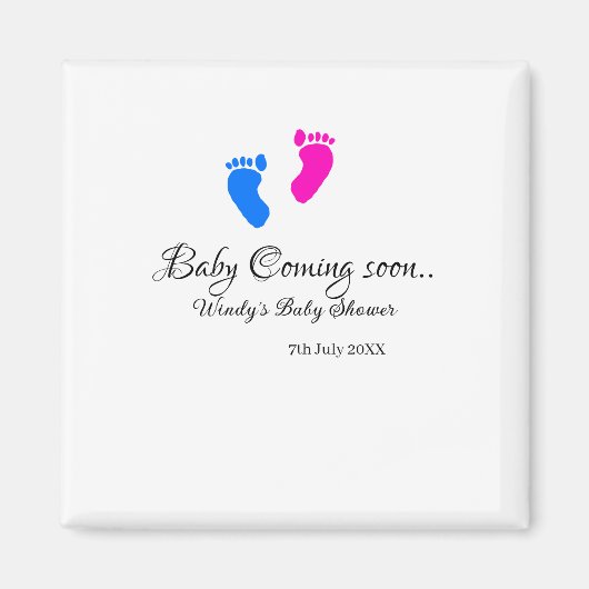 Baby coming soon baby shower blue pink baby feet n マグネット (正面)