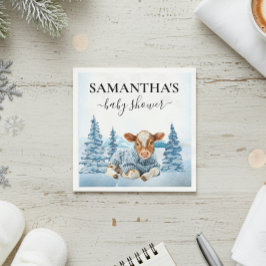 Baby Cow Calf Christmas Winter Farm スタンダードカクテルナプキン