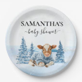 Baby Cow Calf Christmas Winter Farm ペーパープレート (正面)