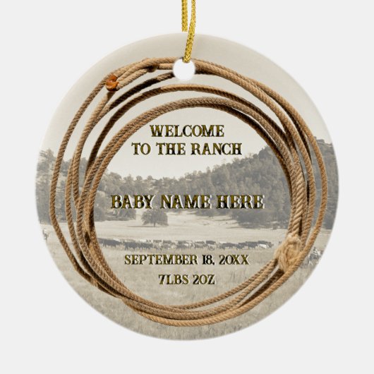 Baby Cowboy or Cowgirl Announcement セラミックオーナメント (正面)