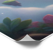 Baby Crystal Dragon | Cute Fantasy Art Poster ポスター (角)