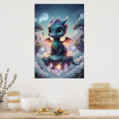 Baby Crystal Dragon | Cute Fantasy Art Poster ポスター (キッチン)