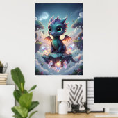 Baby Crystal Dragon | Cute Fantasy Art Poster ポスター (ホームオフィス)