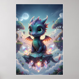 Baby Crystal Dragon | Cute Fantasy Art Poster ポスター