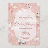 Baby Cupid Animals Baby Shower Invitation 招待状 (正面/裏面)