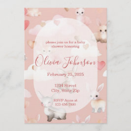 Baby Cupid Animals Baby Shower Invitation 招待状