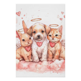 Baby Cupid Trio Nursery Art Print | Watercolor ポスター