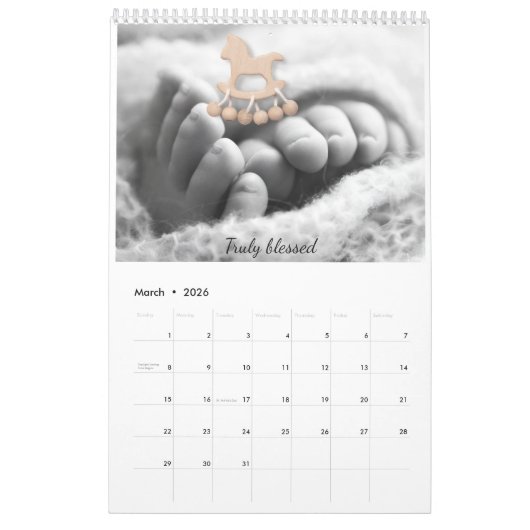 Baby Custom Calendar カレンダー (3月 2026)
