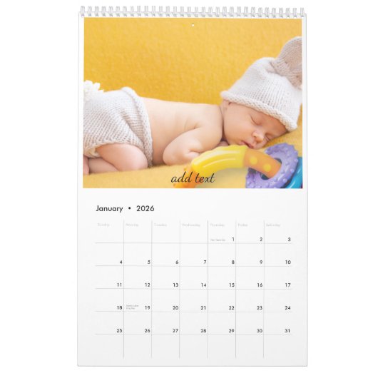Baby Custom Calendar カレンダー (1月 2026)