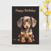 Baby Dachshund カード (黄色い花)