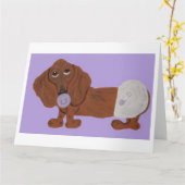 Baby Dachshund カード (黄色い花)