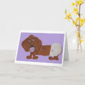 Baby Dachshund カード (黄色い花)