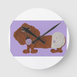 Baby Dachshund ラウンド壁時計