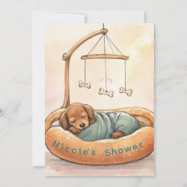 Baby Dachshund Digital Download Shower Invitation 招待状
