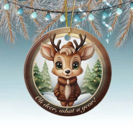 Baby Deer Antlers Animal Character Christmas 🦌🎄 セラミックオーナメント
