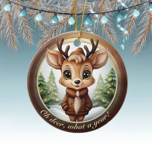 Baby Deer Antlers Animal Character Christmas 🦌🎄 セラミックオーナメント