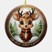Baby Deer Antlers Animal Character Christmas 🦌🎄 セラミックオーナメント (裏面)