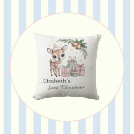 Baby Deer Christmas Personalized Reindeer Holiday クッション