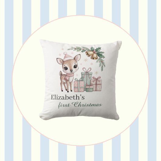 Baby Deer Christmas Personalized Reindeer Holiday クッション