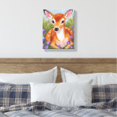 Baby Deer Fawn Animal Painting キャンバスプリント (インサイチュ (寝室))