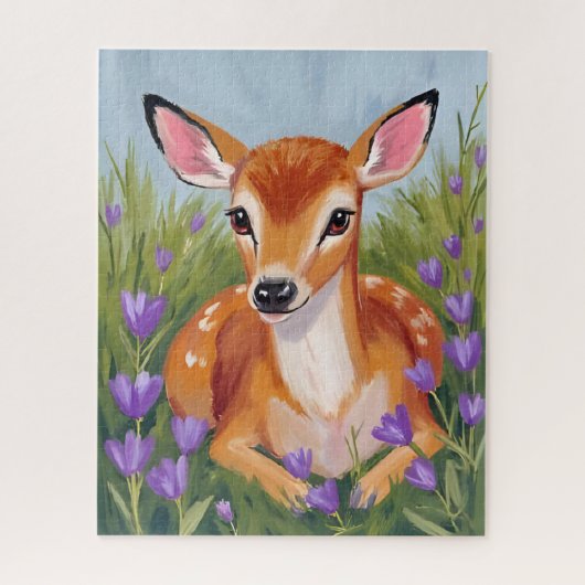 Baby Deer Fawn Animal Painting ジグソーパズル (縦)