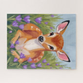 Baby Deer Fawn Animal Painting ジグソーパズル (横)
