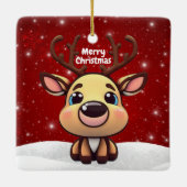 Baby Deer, Fawn, Doe 🦌 🎄Cute Merry Christmas セラミックオーナメント (裏面)
