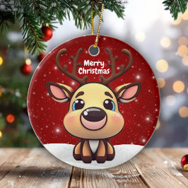 Baby Deer, Fawn, Doe 🦌 🎄Cute Merry Christmas セラミックオーナメント