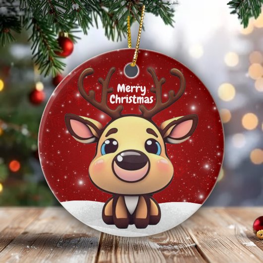 Baby Deer, Fawn, Doe 🦌 🎄Cute Merry Christmas セラミックオーナメント