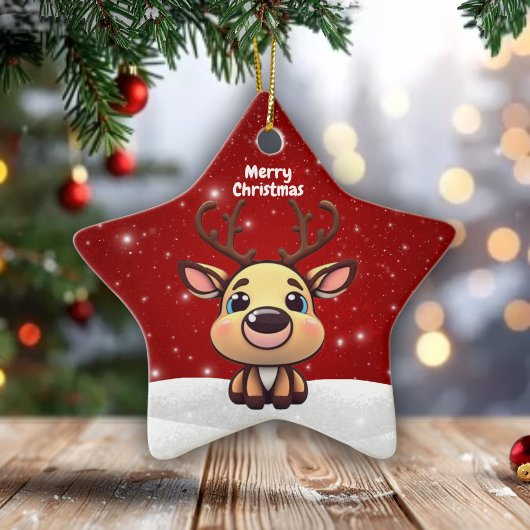 Baby Deer, Fawn, Doe 🦌 🎄Cute Merry Christmas セラミックオーナメント