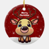 Baby Deer, Fawn, Doe 🦌 🎄Cute Merry Christmas セラミックオーナメント (裏面)