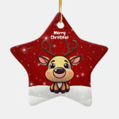 Baby Deer, Fawn, Doe 🦌 🎄Cute Merry Christmas セラミックオーナメント (裏面)