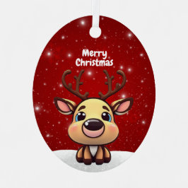 Baby Deer, Fawn, Doe 🦌 🎄Cute Merry Christmas メタルオーナメント