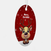 Baby Deer, Fawn, Doe 🦌 🎄Cute Merry Christmas メタルオーナメント (正面右)