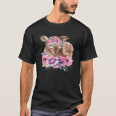 Baby Deer Fawn with Flowers Forest Animals Nature Tシャツ (正面)