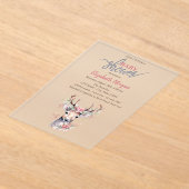 Baby Deer Holly Berry Forest Snow Baby Shower   アクリル招待状 (レイダウン)