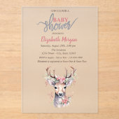 Baby Deer Holly Berry Forest Snow Baby Shower   アクリル招待状 (正面)