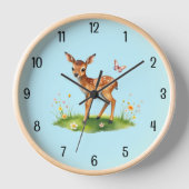 Baby deer nursery 壁時計 (正面)
