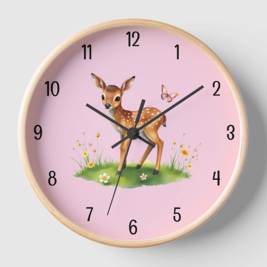 Baby deer nursery 壁時計 (正面)