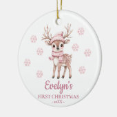 Baby Deer Personalized Girl's First Christmas セラミックオーナメント (左)