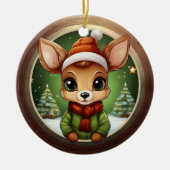 Baby Deer Rustic Doe Character Fawn Xmas Tree 🦌🎄 セラミックオーナメント (正面)