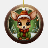 Baby Deer Rustic Doe Character Fawn Xmas Tree 🦌🎄 セラミックオーナメント (裏面)