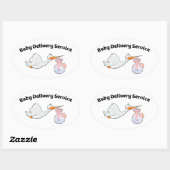 Baby Delivery Service ! Funny Midwife Baby Stork 楕円形シール (シート)