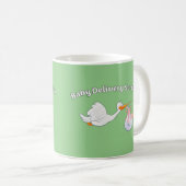 Baby Delivery Service Funny Midwife Stork Baby コーヒーマグカップ (正面右)