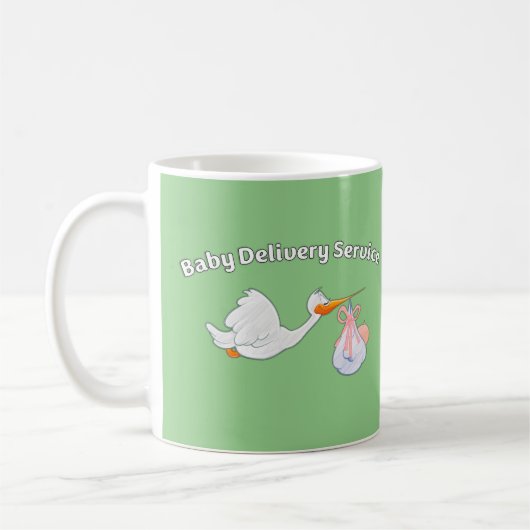 Baby Delivery Service Funny Midwife Stork Baby コーヒーマグカップ (左)